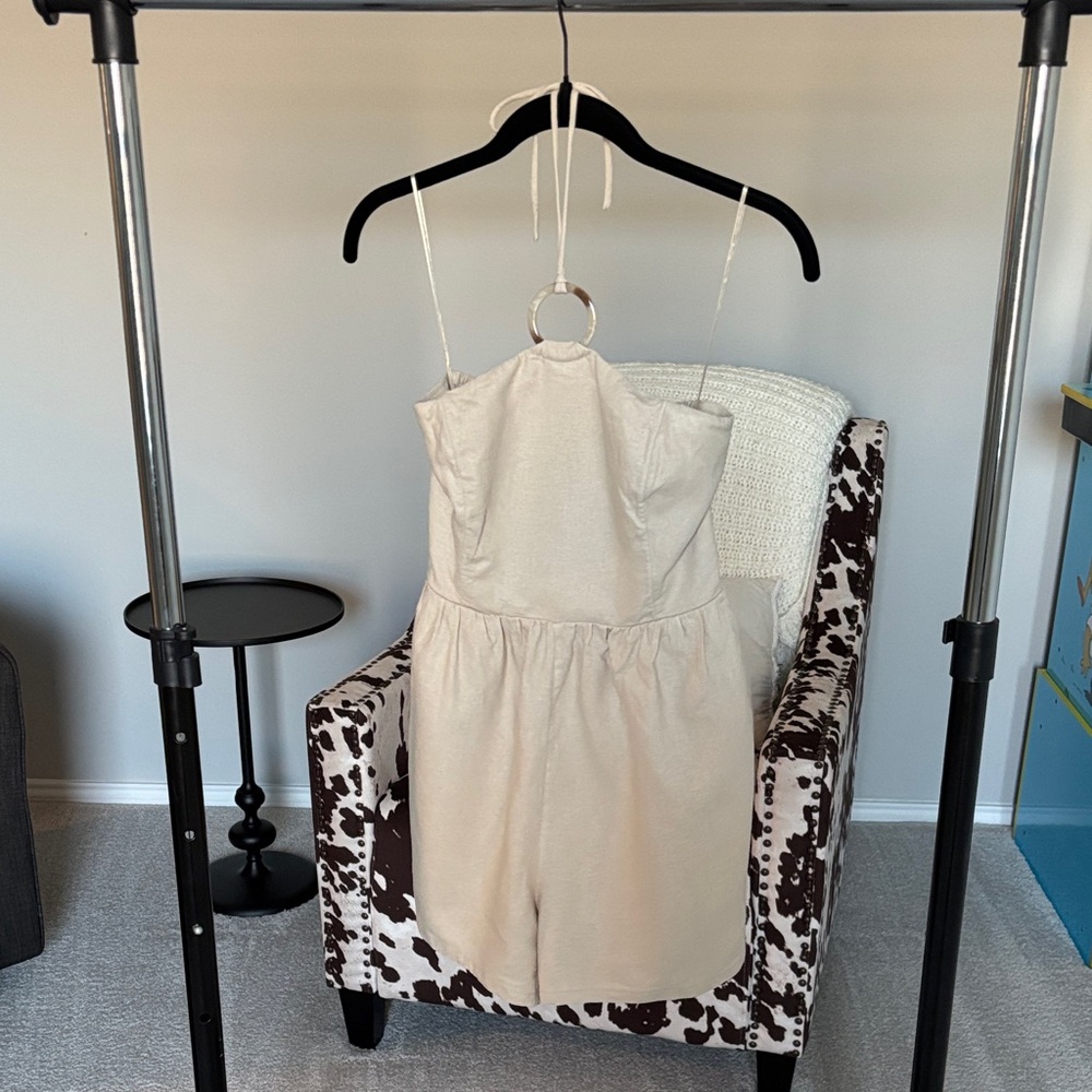 Old Navy Beige Textured Romper